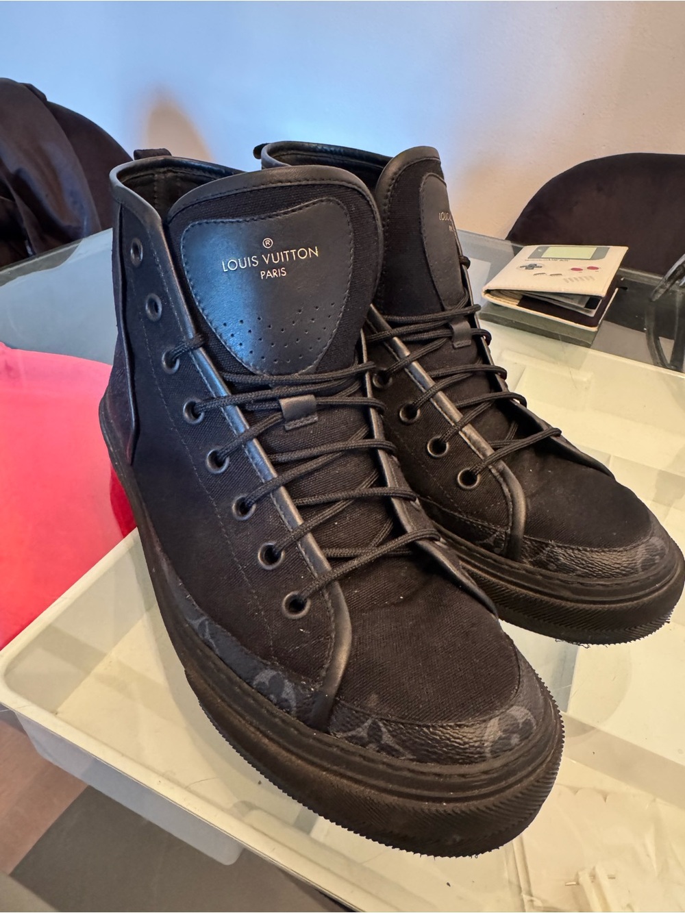 Louis Vuitton Men’s Black High-Top Canvas Sneakers